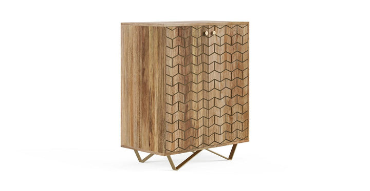 Brosa Alpina Bar Cabinet - Contemporary Bar Cabinet Natural Mango Wood