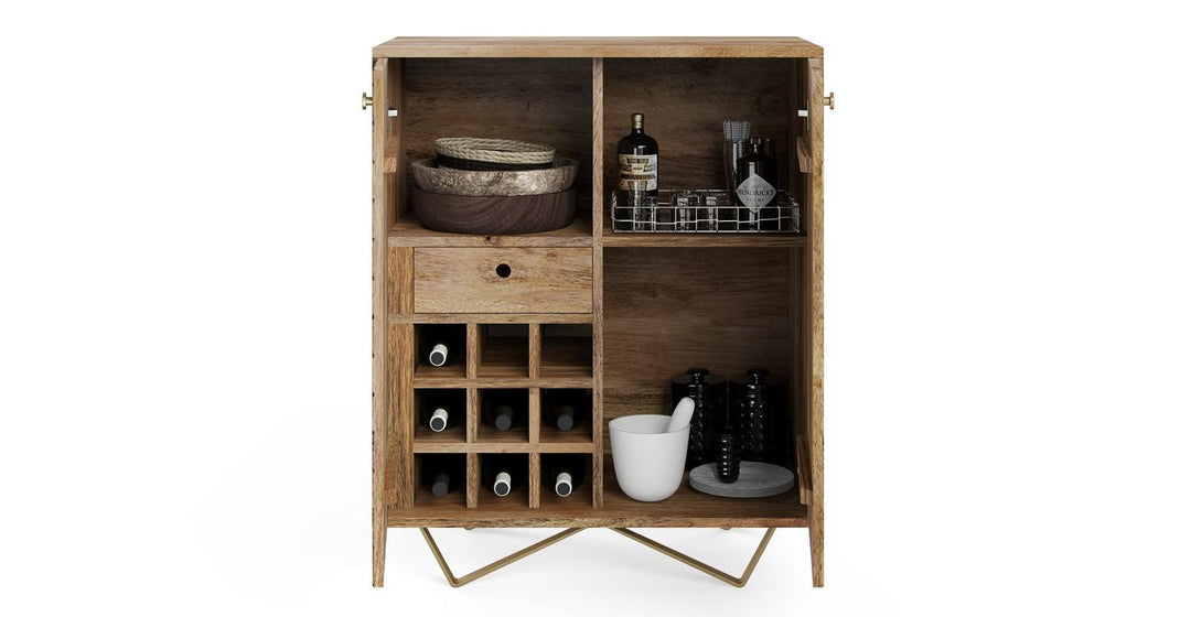 Brosa Alpina Bar Cabinet - Contemporary Bar Cabinet Natural Mango Wood