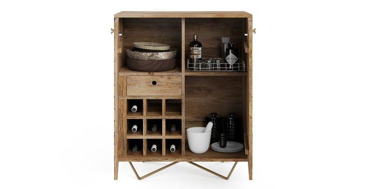 Brosa Alpina Bar Cabinet - Contemporary Bar Cabinet Natural Mango Wood