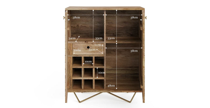 Brosa Alpina Bar Cabinet - Contemporary Bar Cabinet Natural Mango Wood