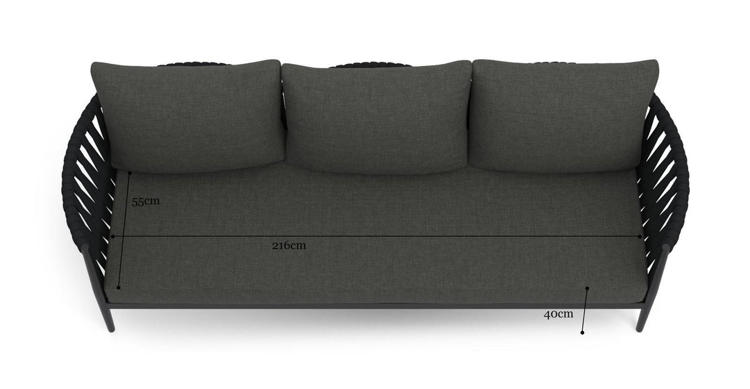 Brosa Maui 3 Seater Outdoor Sofa Piece Deep Flint