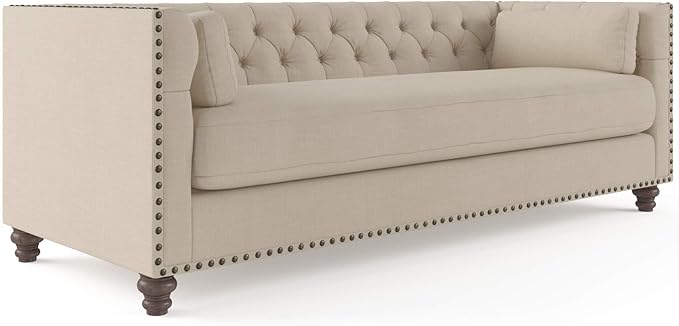 Brosa Madeline Chesterfield 3 Seater Sofa - Classic Traditional Sofa Beige