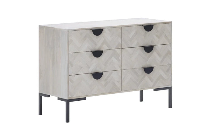Brosa Hertz Wide Chest of Drawers (White Wash)