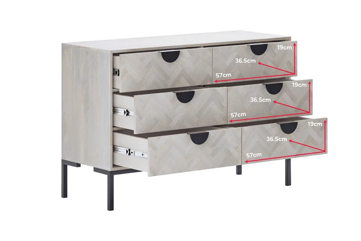 Brosa Hertz Wide Chest of Drawers (White Wash)