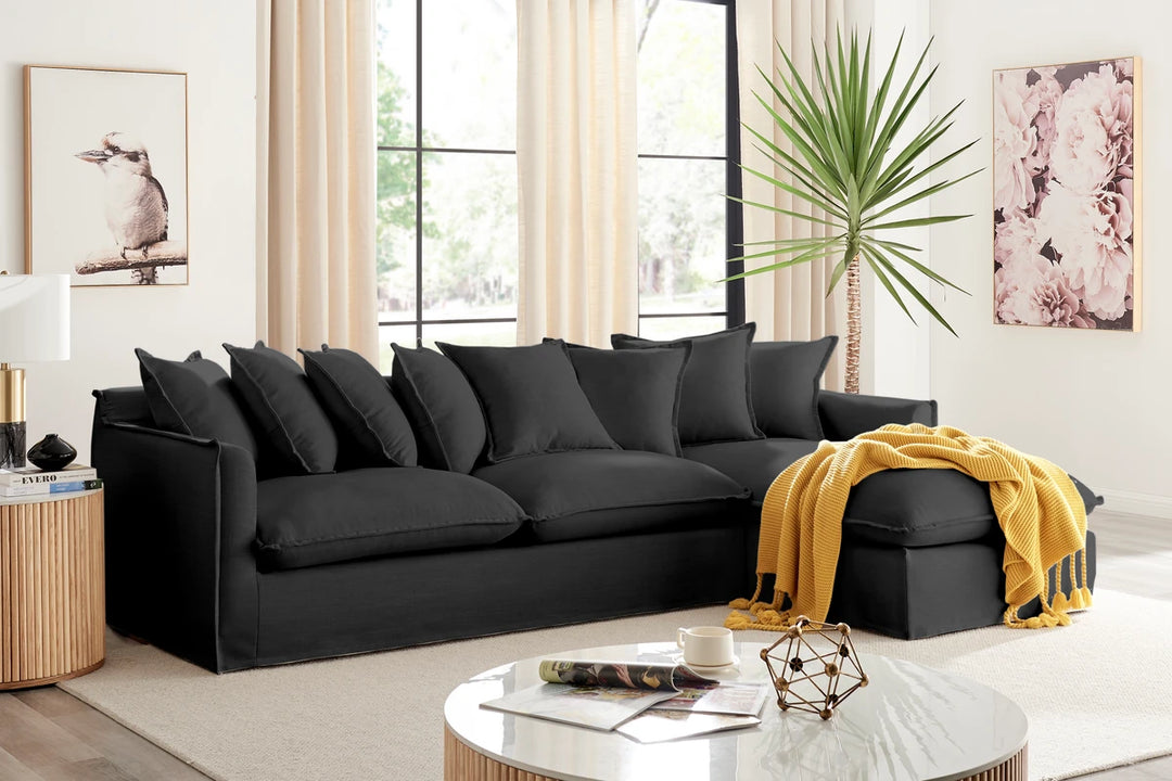 Brosa Palermo 3 Seater Modular Sofa with Right Chaise (Night Black)