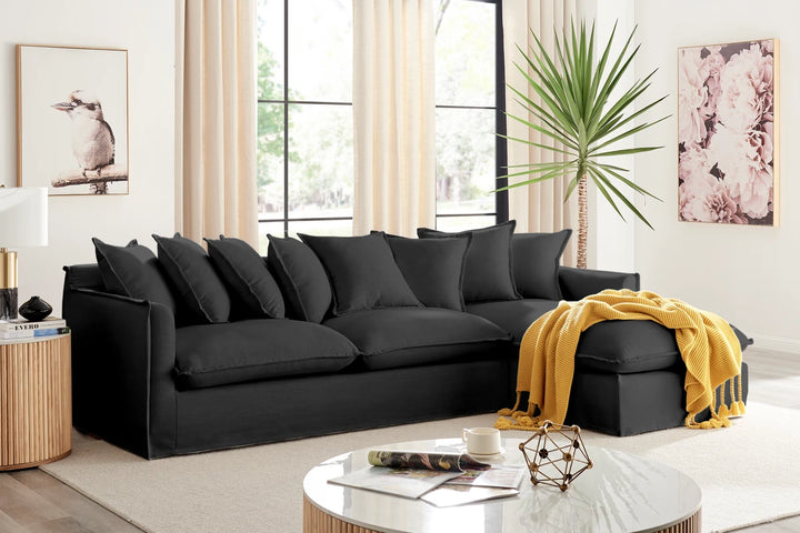 Brosa Palermo 3 Seater Modular Sofa with Right Chaise (Night Black)
