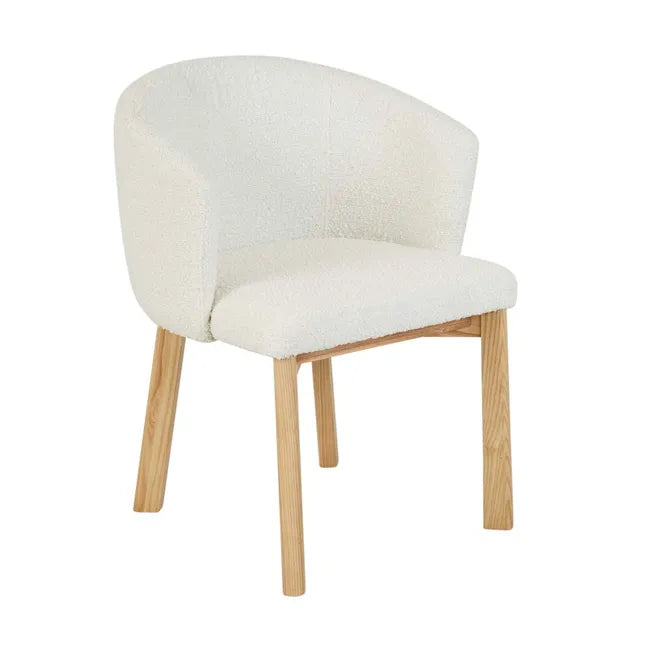 Brosa Tate Dining Armchair - Snow Boucle - Natural Ash