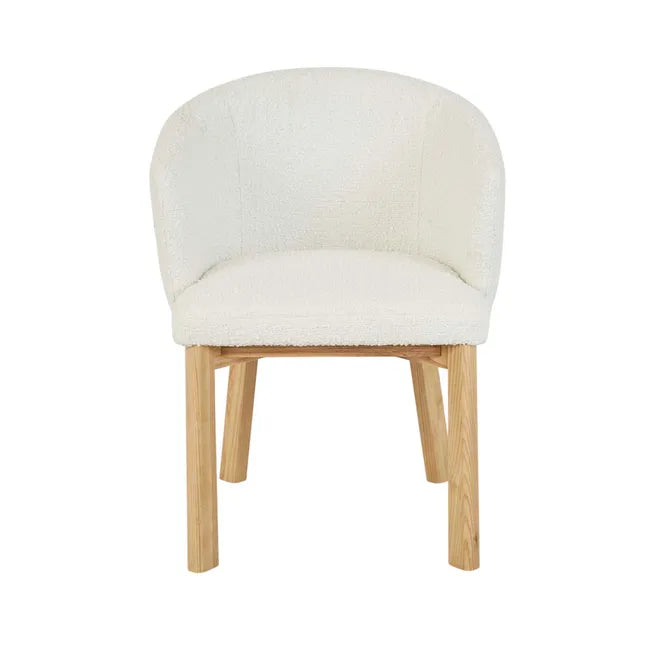 Brosa Tate Dining Armchair - Snow Boucle - Natural Ash