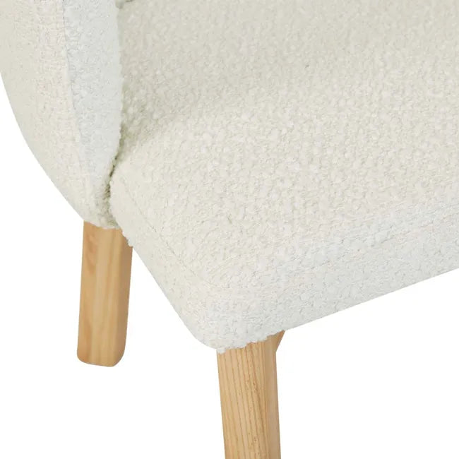 Brosa Tate Dining Armchair - Snow Boucle - Natural Ash
