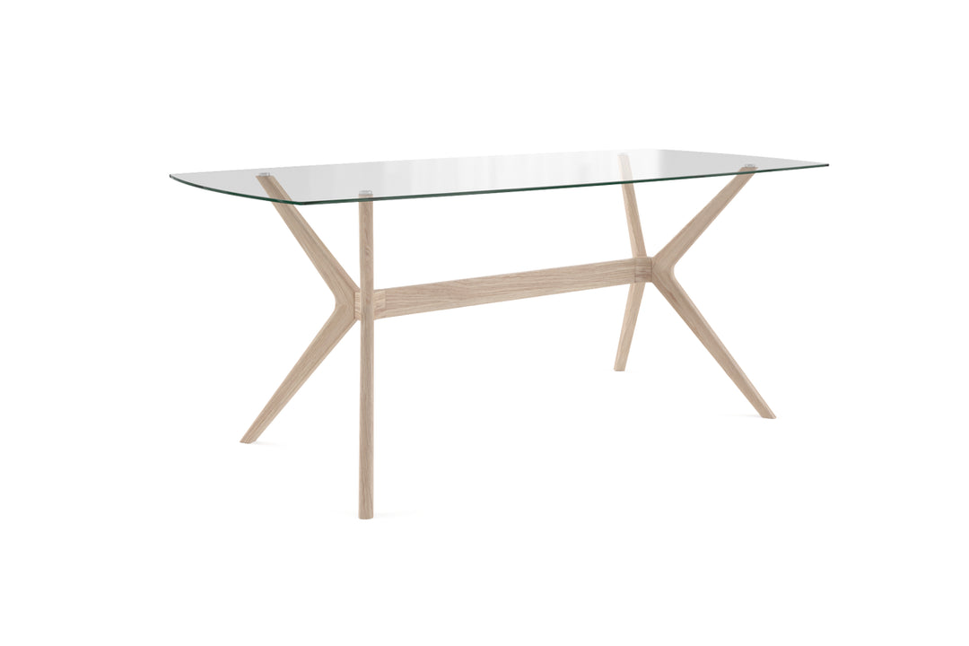 Brosa Olsen Glass Top Dining Table 185cm (Scandi Oak)