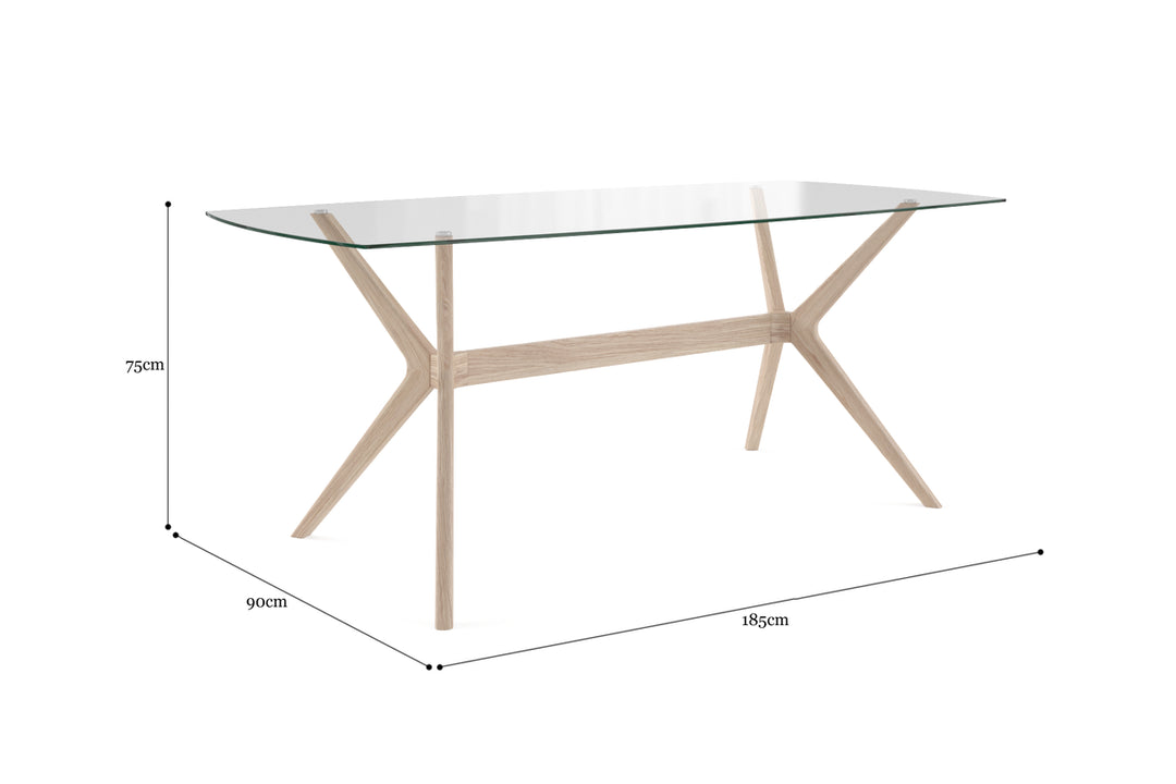 Brosa Olsen Glass Top Dining Table 185cm (Scandi Oak)