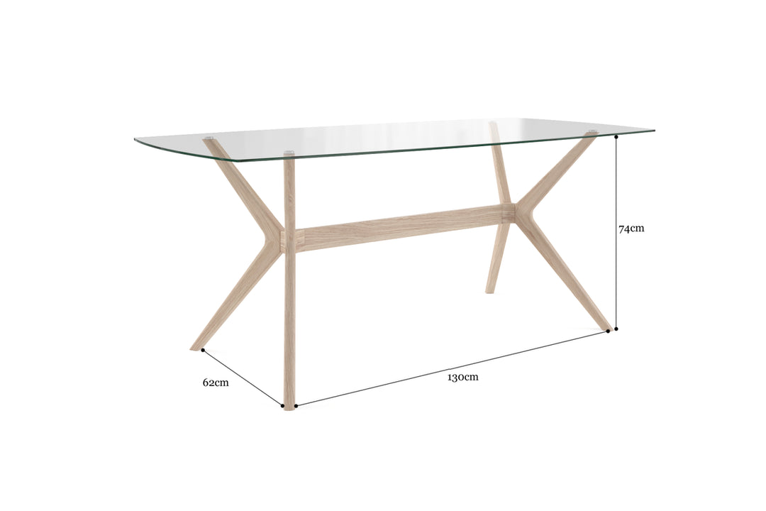 Brosa Olsen Glass Top Dining Table 185cm (Scandi Oak)