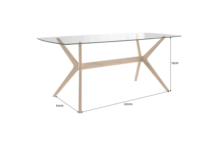 Brosa Olsen Glass Top Dining Table 185cm (Scandi Oak)