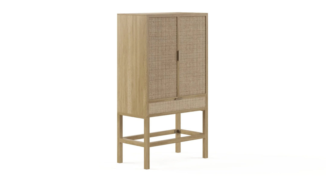 Brosa Caledonia Rattan Bar Cabinet (Bleached Solid Mango Wood)