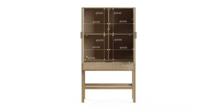 Brosa Caledonia Rattan Bar Cabinet (Bleached Solid Mango Wood)