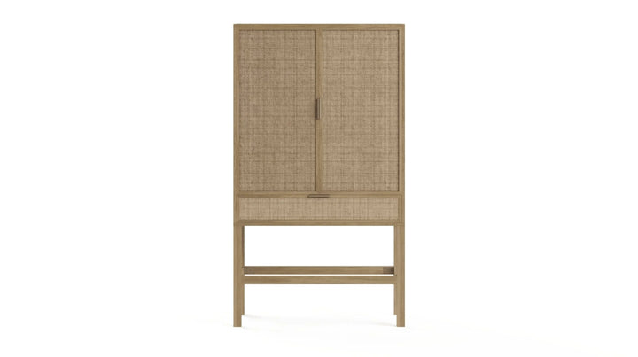 Brosa Caledonia Rattan Bar Cabinet (Bleached Solid Mango Wood)