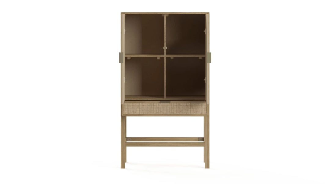 Brosa Caledonia Rattan Bar Cabinet (Bleached Solid Mango Wood)