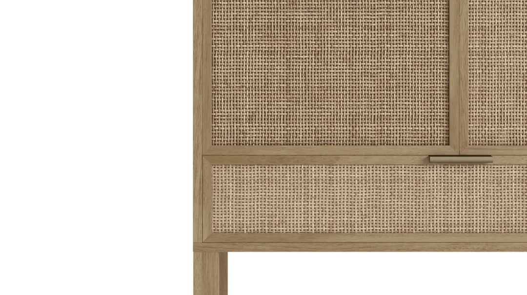 Brosa Caledonia Rattan Bar Cabinet (Bleached Solid Mango Wood)