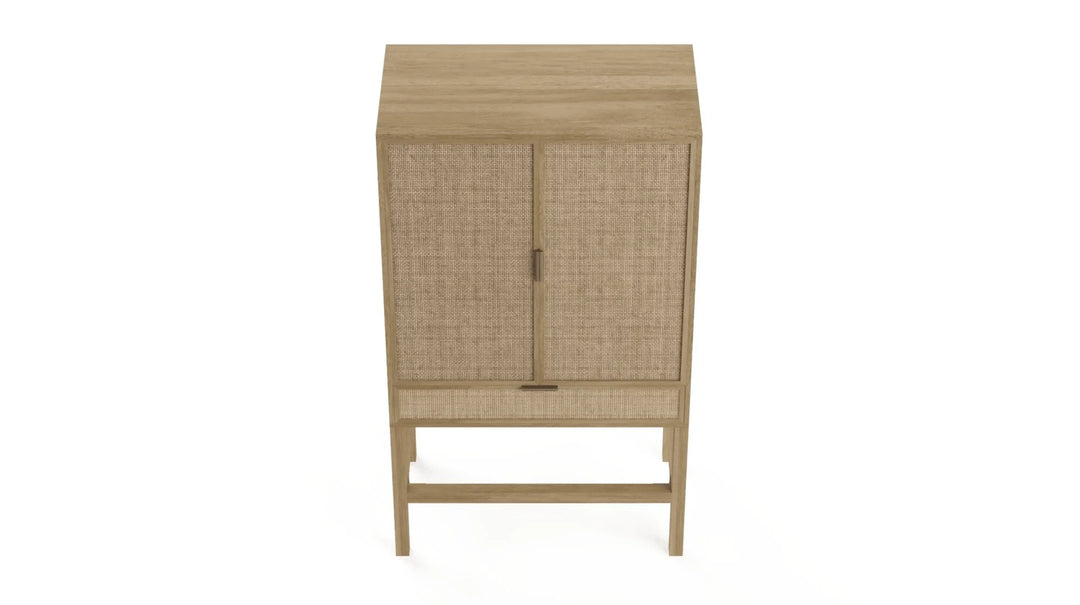 Brosa Caledonia Rattan Bar Cabinet (Bleached Solid Mango Wood)