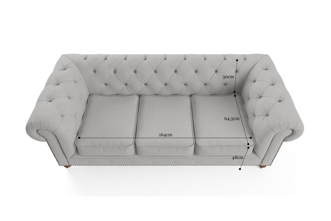Brosa Camden Chesterfield 3 Seater Sofa (Cloud Grey)