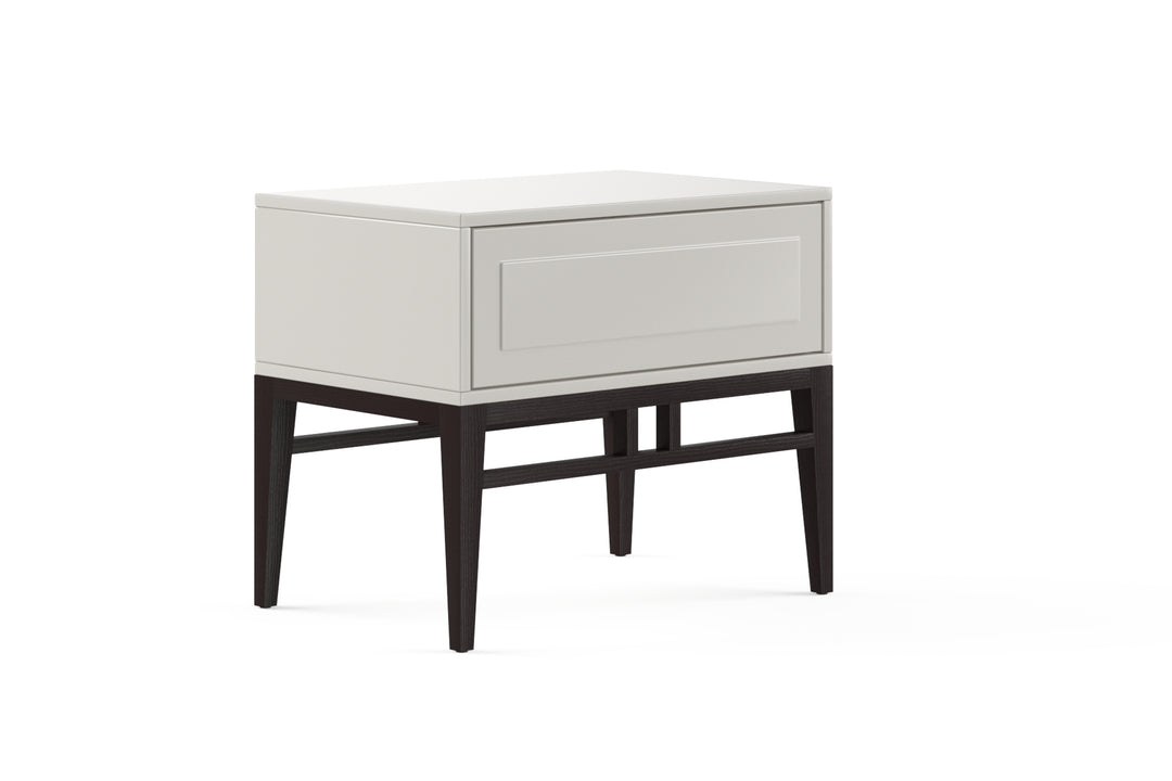 Brosa Scott Bedside Table (High Gloss Beige Wood)