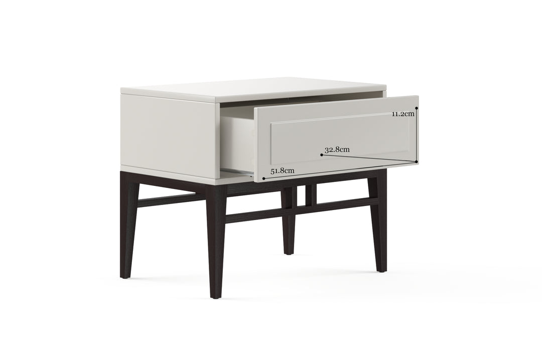 Brosa Scott Bedside Table (High Gloss Beige Wood)