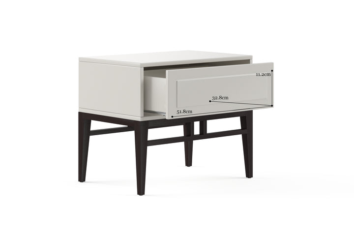 Brosa Scott Bedside Table (High Gloss Beige Wood)