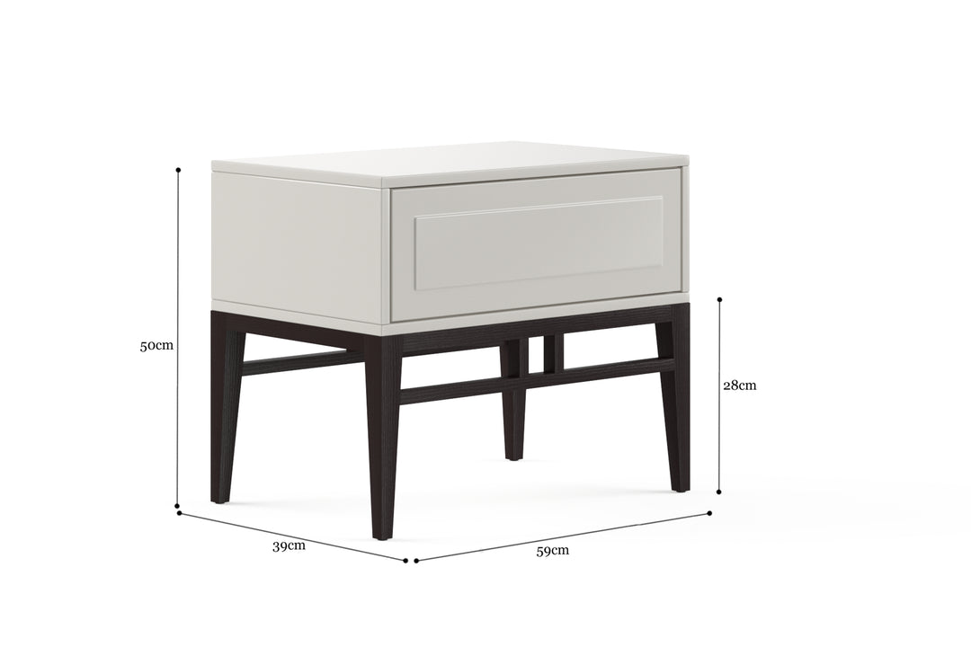 Brosa Scott Bedside Table (High Gloss Beige Wood)