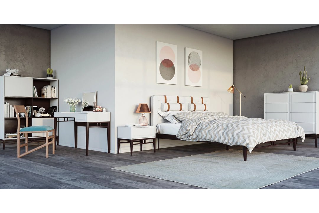 Brosa Scott Bedside Table (High Gloss Beige Wood)